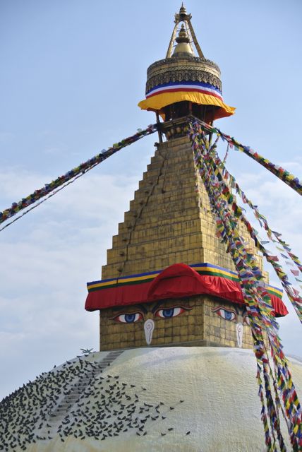 Bouda Stupa Crown: Similar eyes are found on many other stupas in Nepal and Tibet
