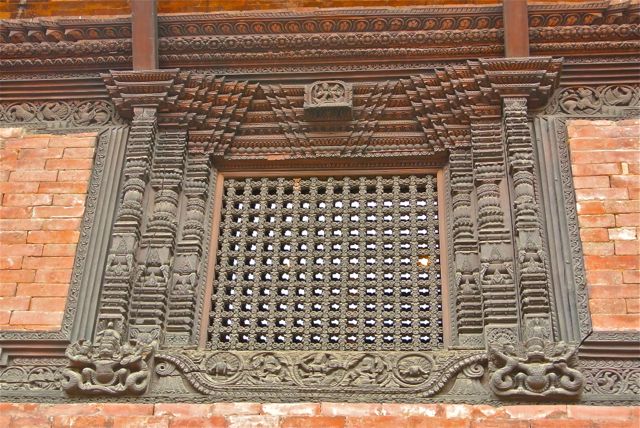 Magnificent Newar window, one of thousands preserved in Bhaktapur