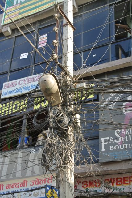 Typical power pole contributing to Katmandu's power shortage